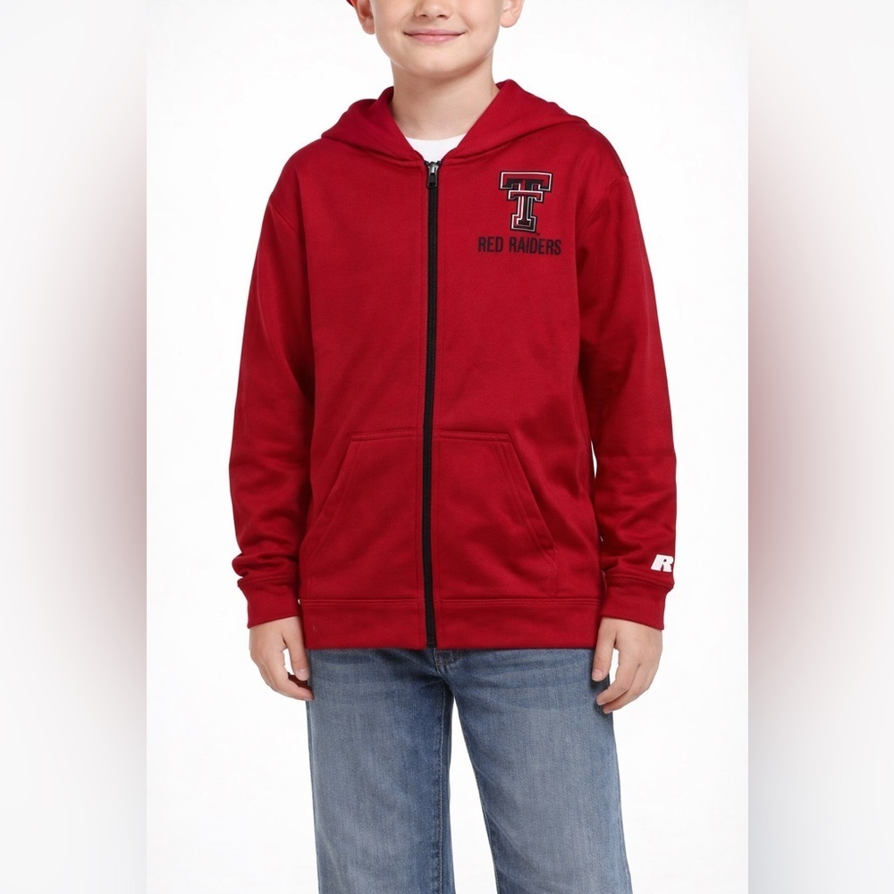 Texas Tech Red Raiders Kids Full Zip Hoodie XL 14/16 Russell Athletic Polyester